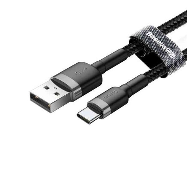 Baseus Cafule Cable Durable Nylon Braided Wire USB Type-C QC3.0 3A 1M black-grey CATKLF-BG1 - Image 2