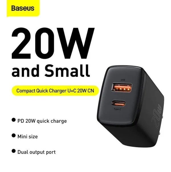 Baseus 20W Compact Super Quick Dual Port Charger (CCXJ-01) - Image 2