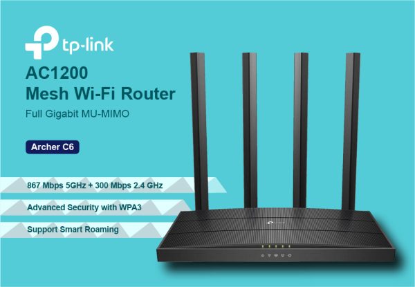 Tplink Archer C6 AC1200 1200mbps MU-MIMO Gigabit Router - Image 3