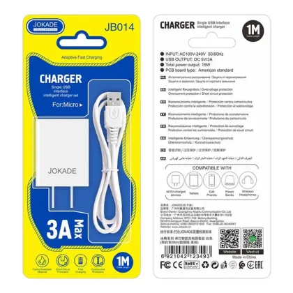 JOKADE JB014 15W Single Port Micro USB Phone charger EU Plug