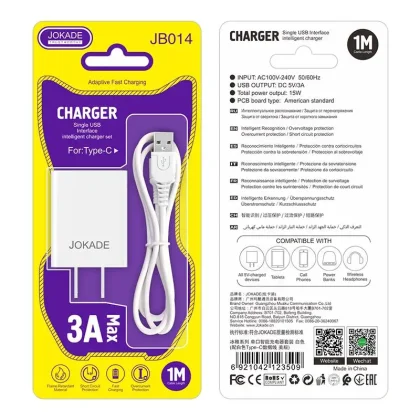 JOKADE JB014 15W Type C Single port wall Charger